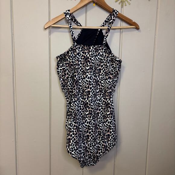 Leopard print swimsuit miracle brands embrace your curves 1X one piece keyhole - Picture 4 of 5